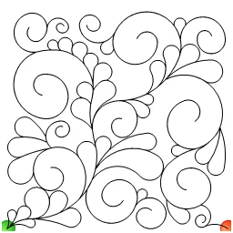 Stitch outline of Feathers & Swirls PANTO
