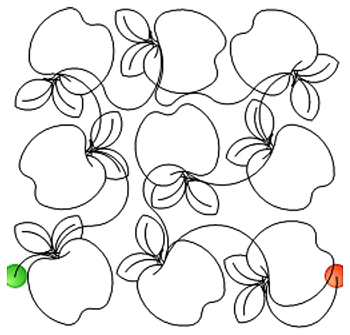 Stitch outline of apple e2e