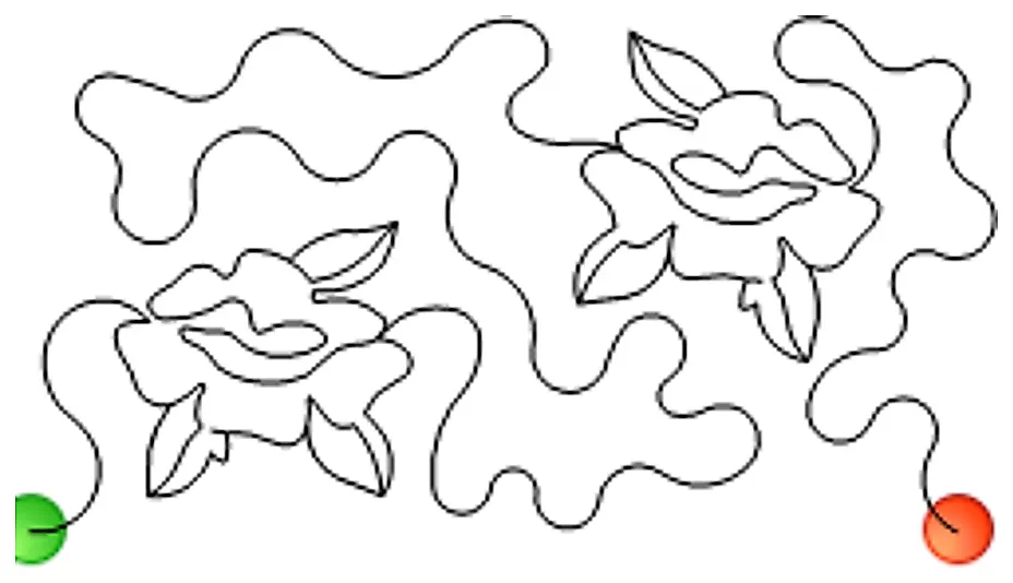 Stitch outline of Rose Meander e2e