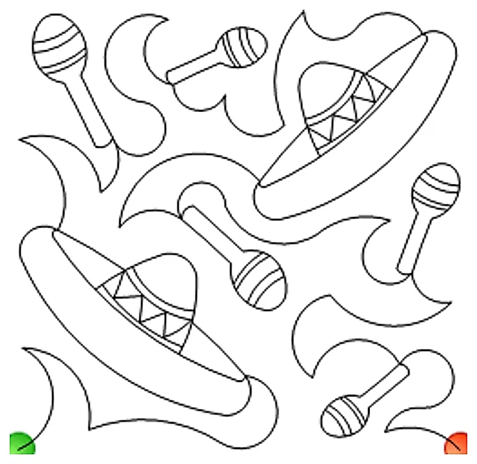 Stitch outline of sombreros